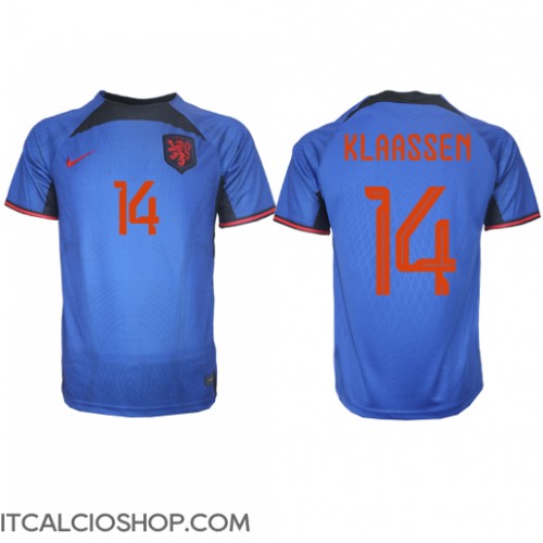 Olanda Davy Klaassen #14 Seconda Maglia Mondiali 2022 Manica Corta